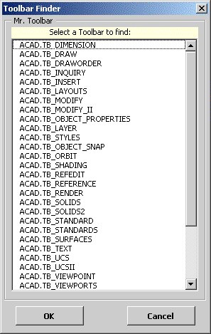 Toolbar Finder for AutoCAD®